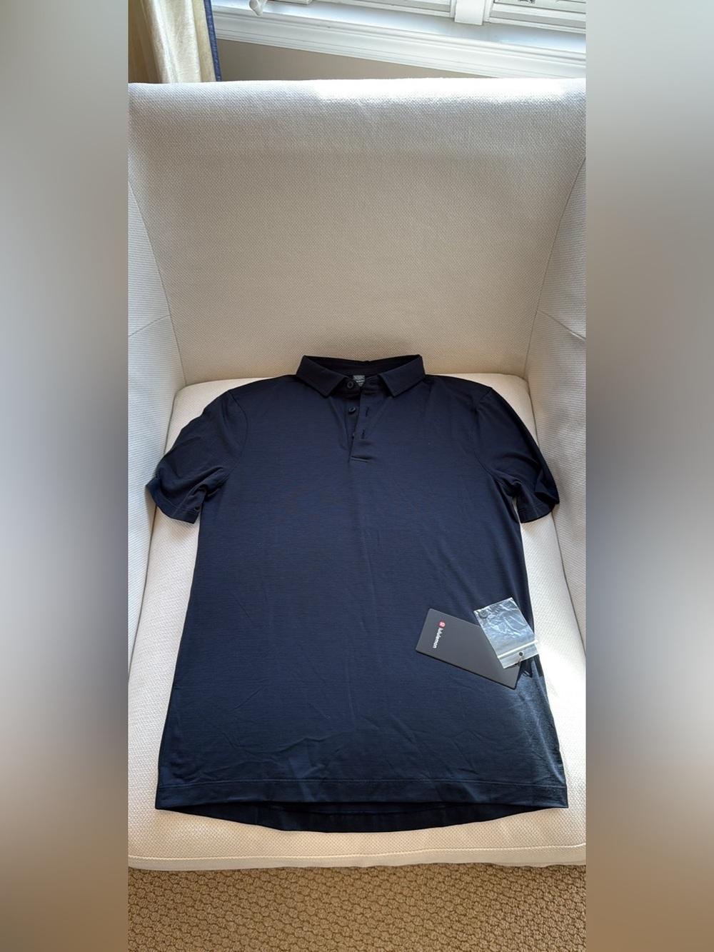 Lululemon Men’s Evolution Short Sleeve Navy Polo NWTS $88 size Medium - Picture 2 of 2